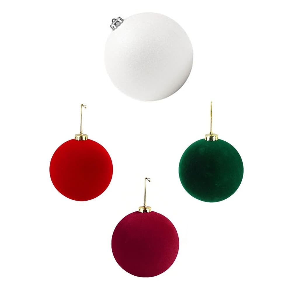 SET PALLINE DI NATALE FLOCCATE 8PZ SFERA 7CM PER ALBERO DECORAZIONI NATALIZIE ORNAMENTO - 1
