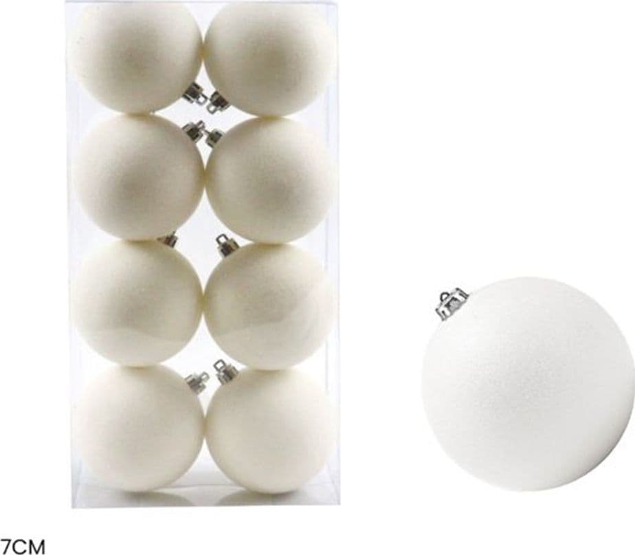 SET PALLINE DI NATALE FLOCCATE 8PZ SFERA 7CM PER ALBERO DECORAZIONI NATALIZIE ORNAMENTO - 6