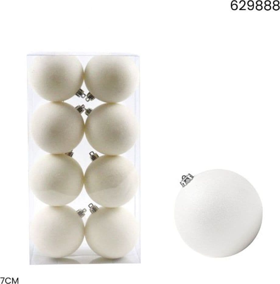 SET PALLINE DI NATALE FLOCCATE 8PZ SFERA 7CM PER ALBERO DECORAZIONI NATALIZIE ORNAMENTO - 7