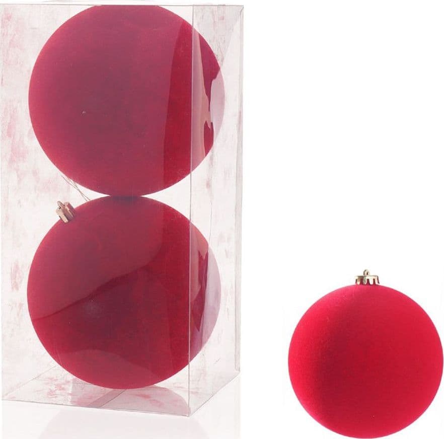 SET DI 2 SFERE PALLINE NATALIZIE IN VELLUTO FLOCCATE DA 12 CM DECORATIVE ALBERO DI NATALE - 2