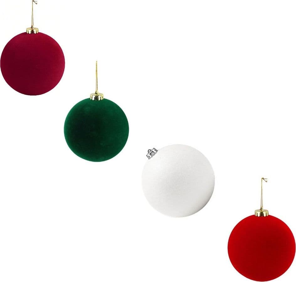 SET DI 6 PZ PALLA DI NATALE PALLINE FLOCCATE DA 6 CM PER ALBERO DECORAZIONI NATALIZIE - 1