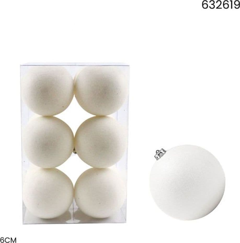 SET DI 6 PZ PALLA DI NATALE PALLINE FLOCCATE DA 6 CM PER ALBERO DECORAZIONI NATALIZIE - 3