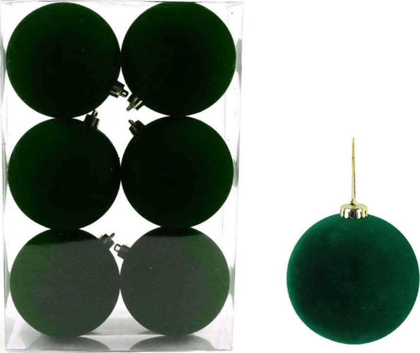 SET DI 6 PZ PALLA DI NATALE PALLINE FLOCCATE DA 6 CM PER ALBERO DECORAZIONI NATALIZIE - 4