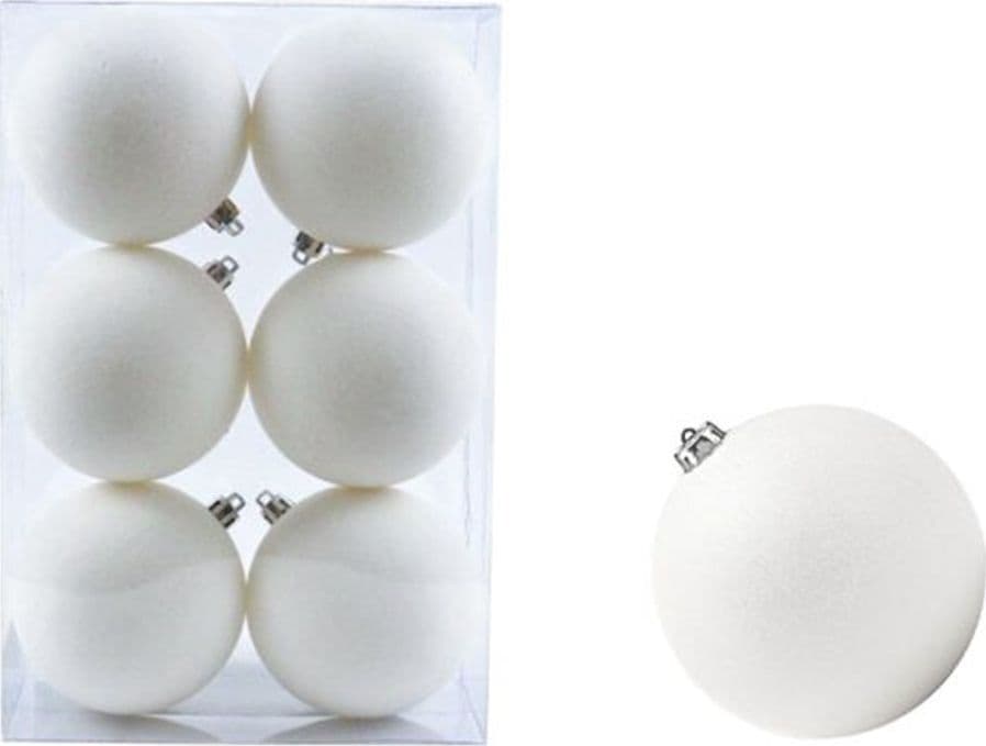 SET 6 PALLINE SFERE NATALIZIE FLOCCATE DA 8CM DECORATIVE ORNAMENTO PER ALBERO DI NATALE - 2