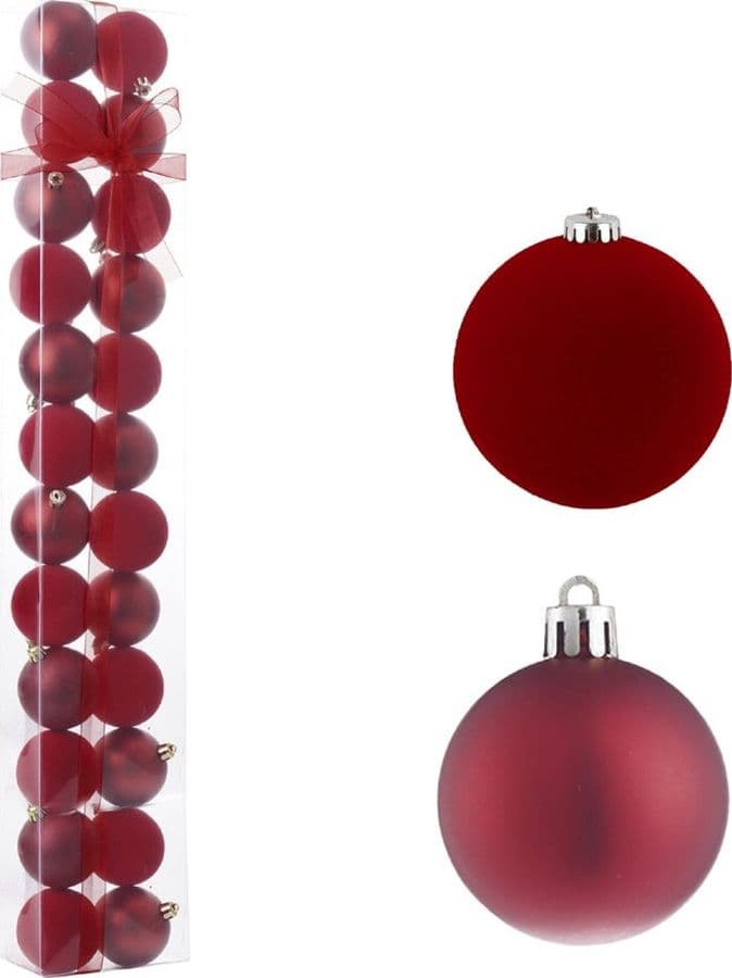 SET 24 SFERE PALLINE NATALIZIE PVC DA 5CM FINITURA VELLUTO/MATT DECORAZIONI ALBERO NATALE - 2