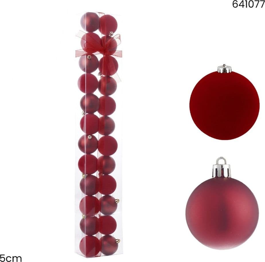SET 24 SFERE PALLINE NATALIZIE PVC DA 5CM FINITURA VELLUTO/MATT DECORAZIONI ALBERO NATALE - 3