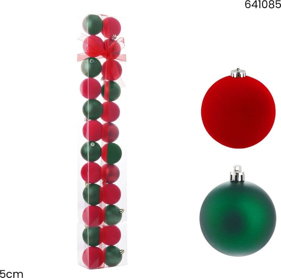 SET 24 SFERE PALLINE NATALIZIE PVC DA 5CM FINITURA VELLUTO/MATT DECORAZIONI ALBERO NATALE - 5