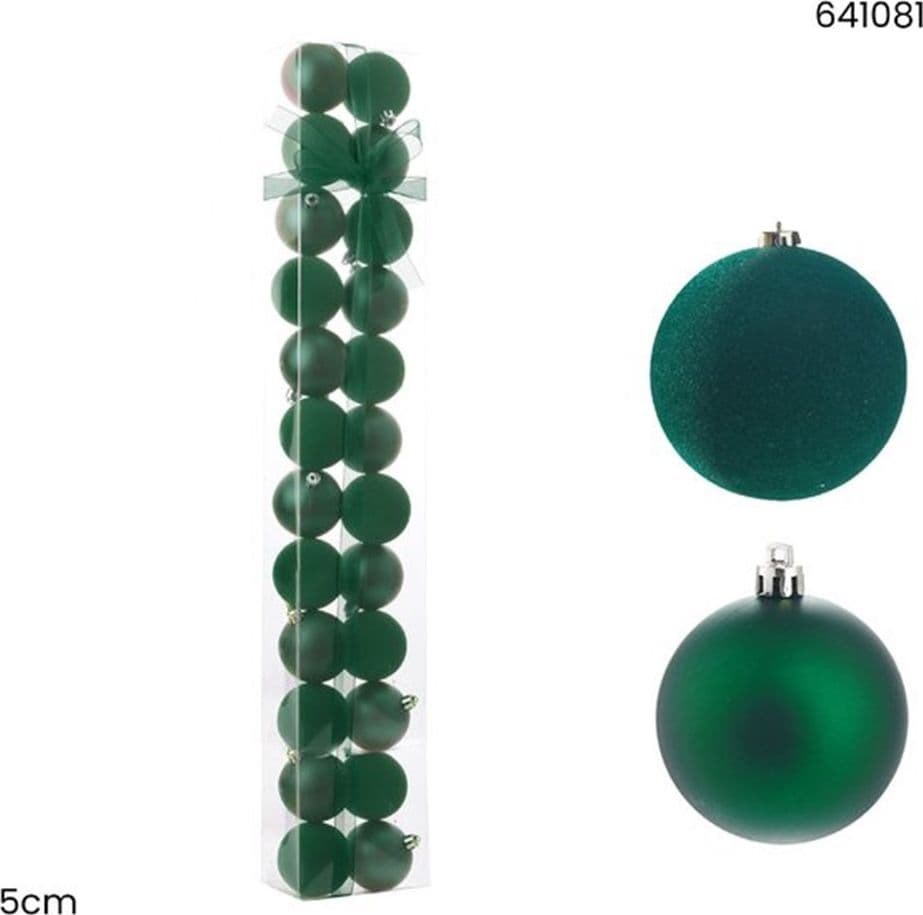 SET 24 SFERE PALLINE NATALIZIE PVC DA 5CM FINITURA VELLUTO/MATT DECORAZIONI ALBERO NATALE - 9