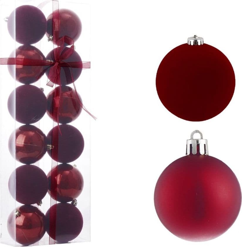 SET 12 SFERE PALLINE NATALIZIE PVC DA 8CM FINITURA VELLUTO/MATT DECORAZIONI ALBERO NATALE - 2