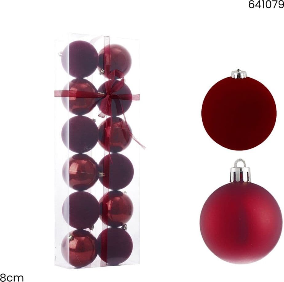 SET 12 SFERE PALLINE NATALIZIE PVC DA 8CM FINITURA VELLUTO/MATT DECORAZIONI ALBERO NATALE - 3