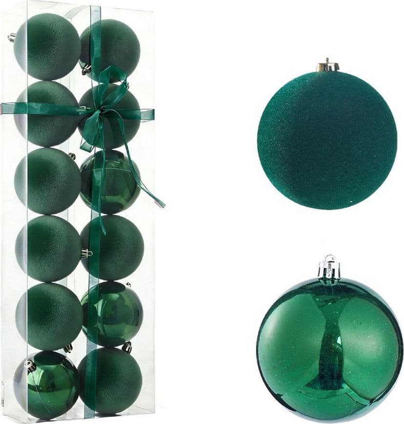SET 12 SFERE PALLINE NATALIZIE PVC DA 8CM FINITURA VELLUTO/MATT DECORAZIONI ALBERO NATALE - 4
