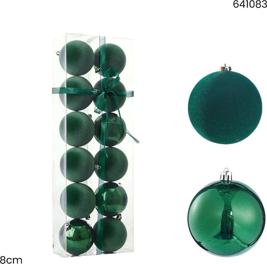 SET 12 SFERE PALLINE NATALIZIE PVC DA 8CM FINITURA VELLUTO/MATT DECORAZIONI ALBERO NATALE - 5