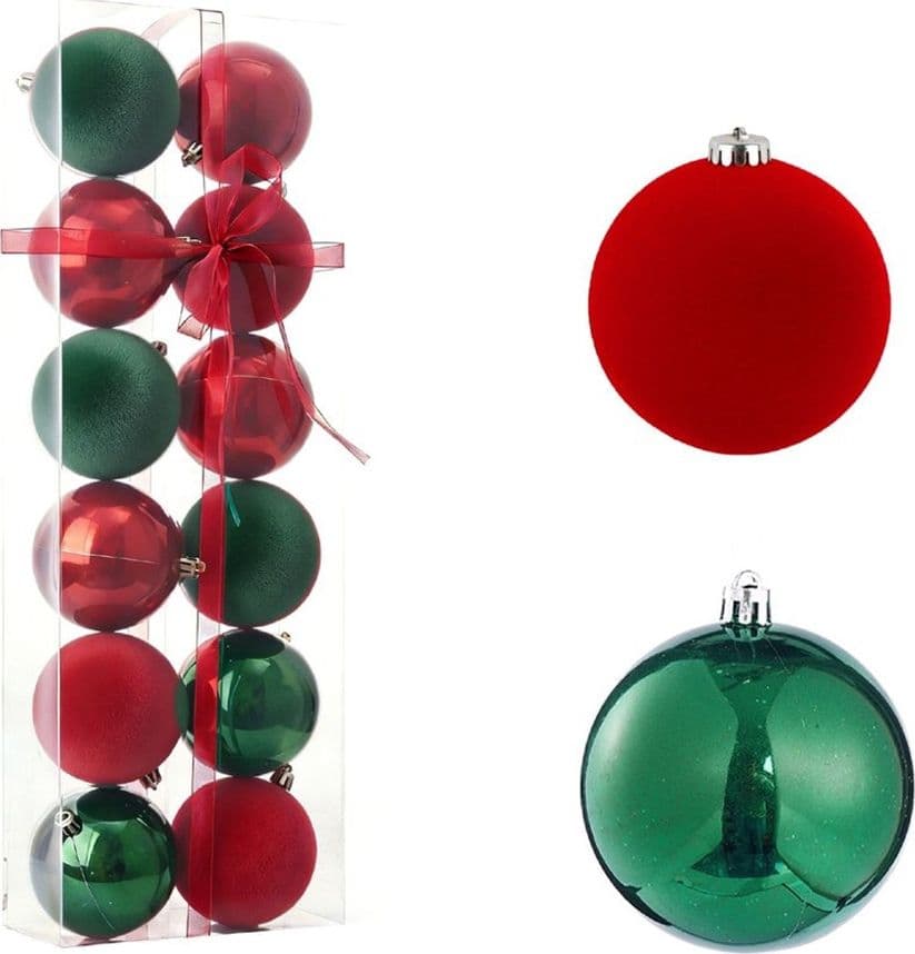 SET 12 SFERE PALLINE NATALIZIE PVC DA 8CM FINITURA VELLUTO/MATT DECORAZIONI ALBERO NATALE - 6