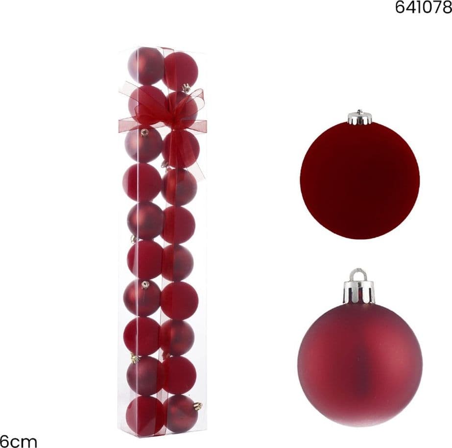SET 20 SFERE PALLINE NATALIZIE PVC DA 6CM FINITURA VELLUTO/MATT DECORAZIONI ALBERO NATALE - 3