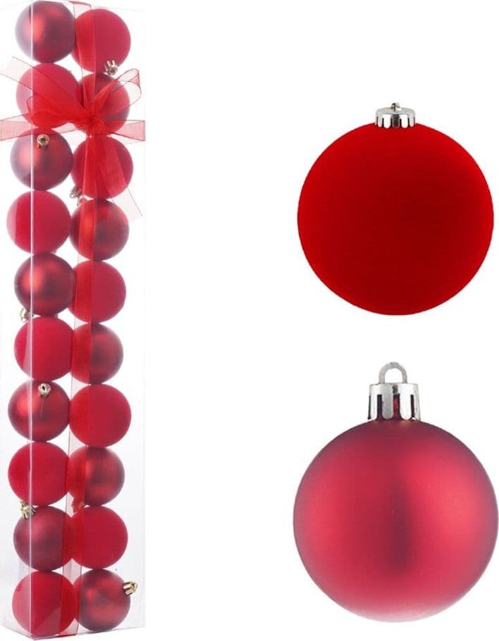 SET 20 SFERE PALLINE NATALIZIE PVC DA 6CM FINITURA VELLUTO/MATT DECORAZIONI ALBERO NATALE - 4
