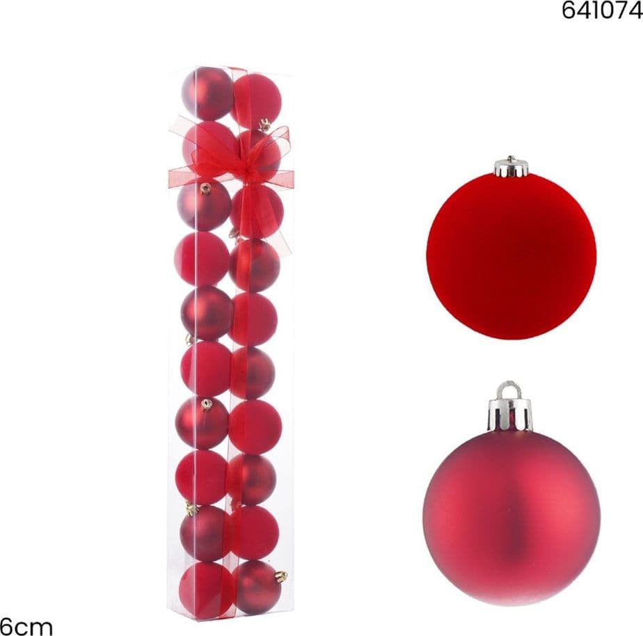 SET 20 SFERE PALLINE NATALIZIE PVC DA 6CM FINITURA VELLUTO/MATT DECORAZIONI ALBERO NATALE - 5