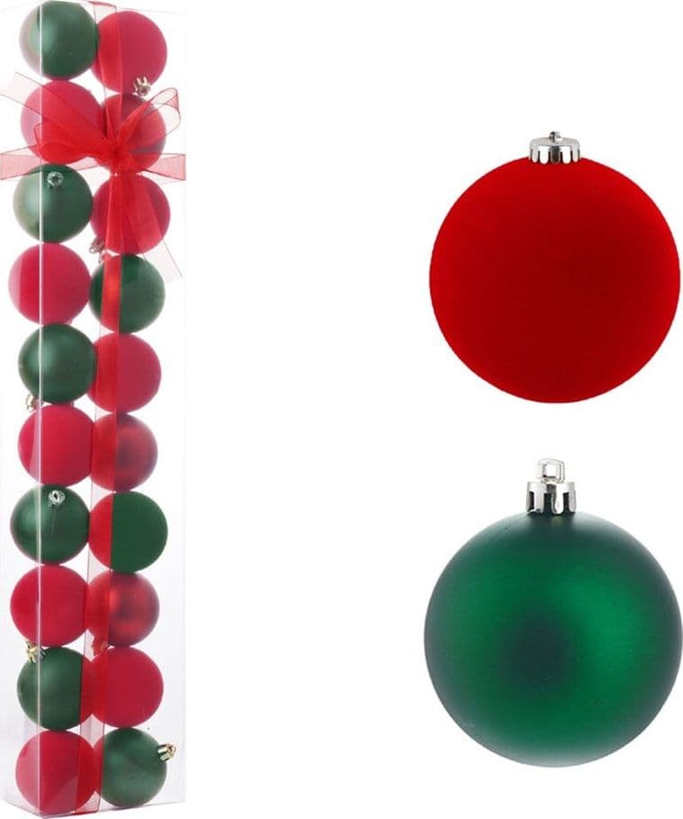 SET 20 SFERE PALLINE NATALIZIE PVC DA 6CM FINITURA VELLUTO/MATT DECORAZIONI ALBERO NATALE - 8