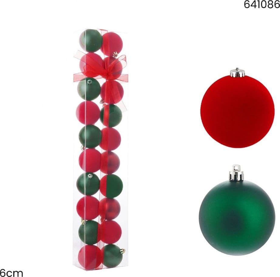 SET 20 SFERE PALLINE NATALIZIE PVC DA 6CM FINITURA VELLUTO/MATT DECORAZIONI ALBERO NATALE - 9