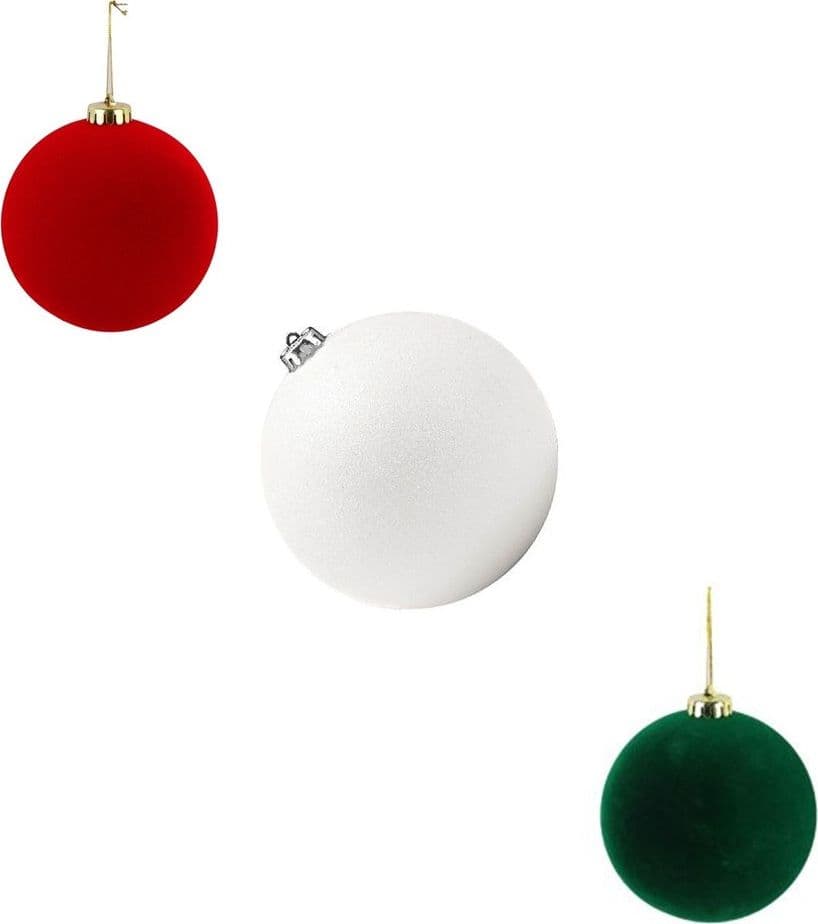 SET PALLINE DI NATALE FLOCCATE 16PZ SFERA 4CM PER ALBERO DECORAZIONI NATALIZIE ORNAMENTO - 1