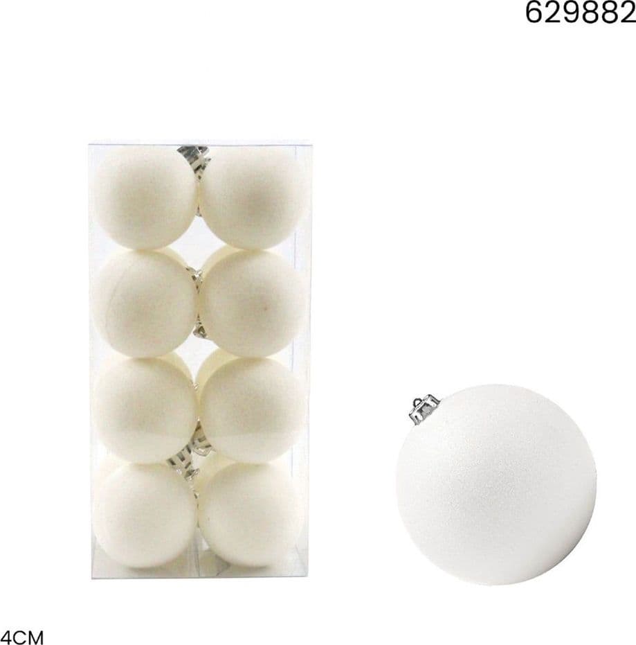 SET PALLINE DI NATALE FLOCCATE 16PZ SFERA 4CM PER ALBERO DECORAZIONI NATALIZIE ORNAMENTO - 3