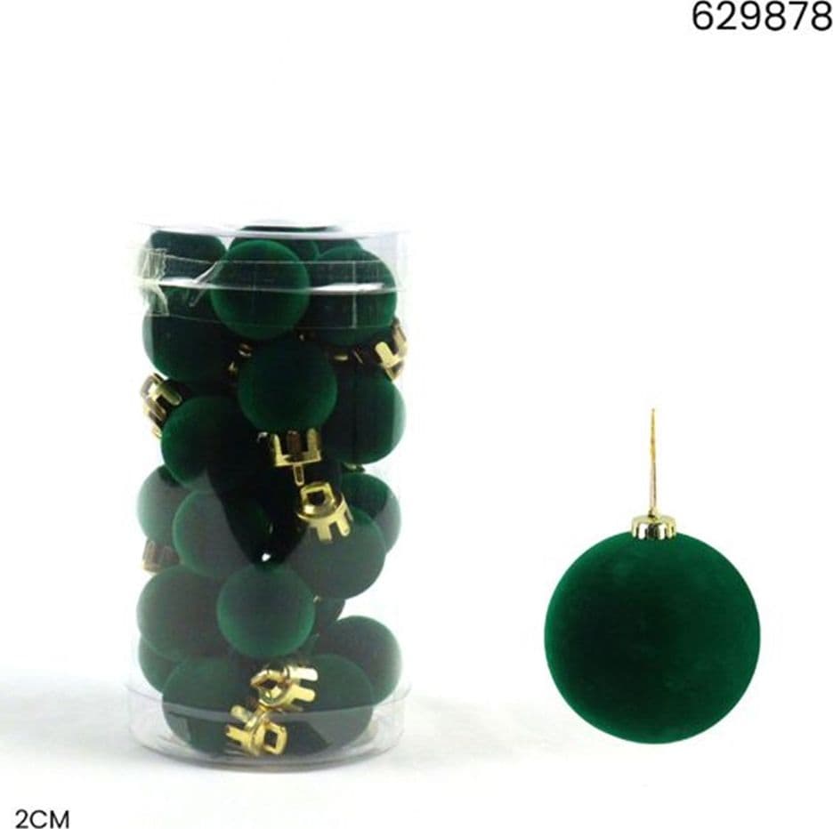 SET PALLINE DI NATALE FLOCCATE 30PZ SFERA 2CM PER ALBERO DECORAZIONI NATALIZIE ORNAMENTO - 3