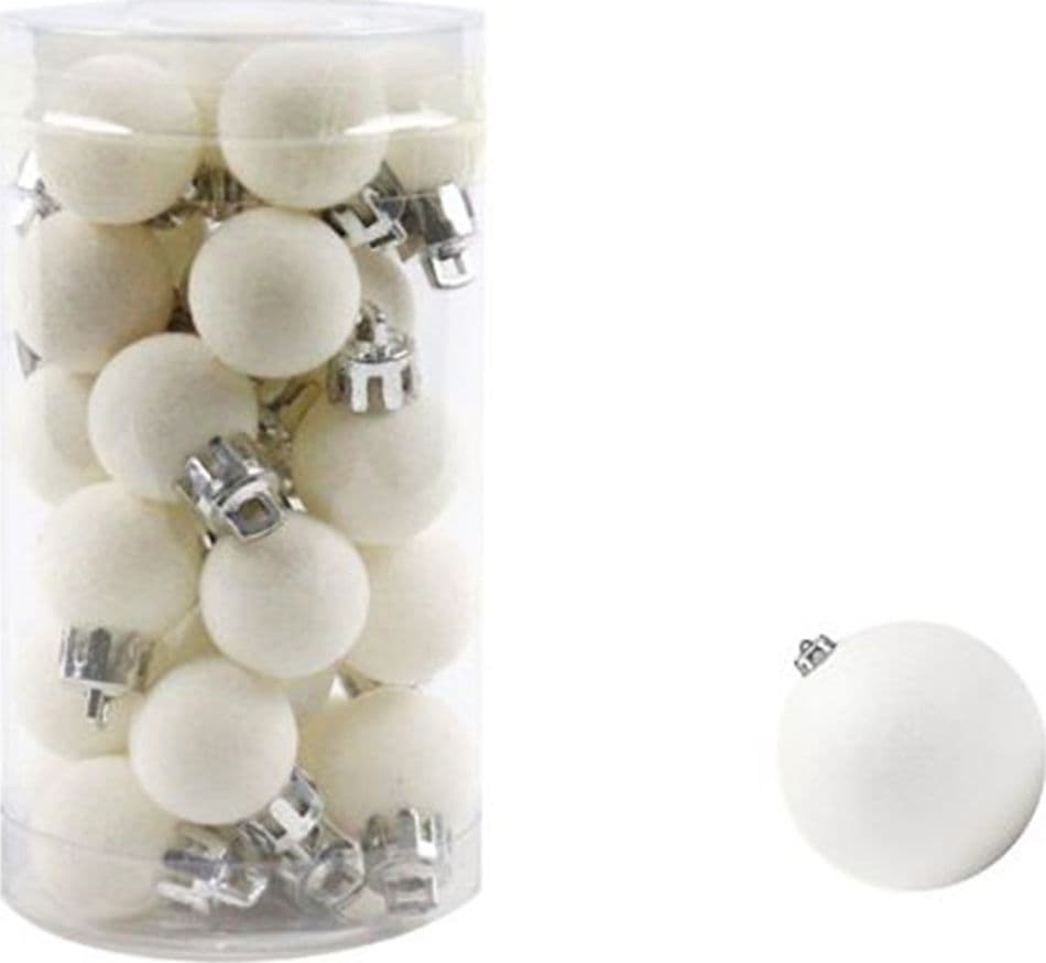 SET PALLINE DI NATALE FLOCCATE 30PZ SFERA 2CM PER ALBERO DECORAZIONI NATALIZIE ORNAMENTO - 4