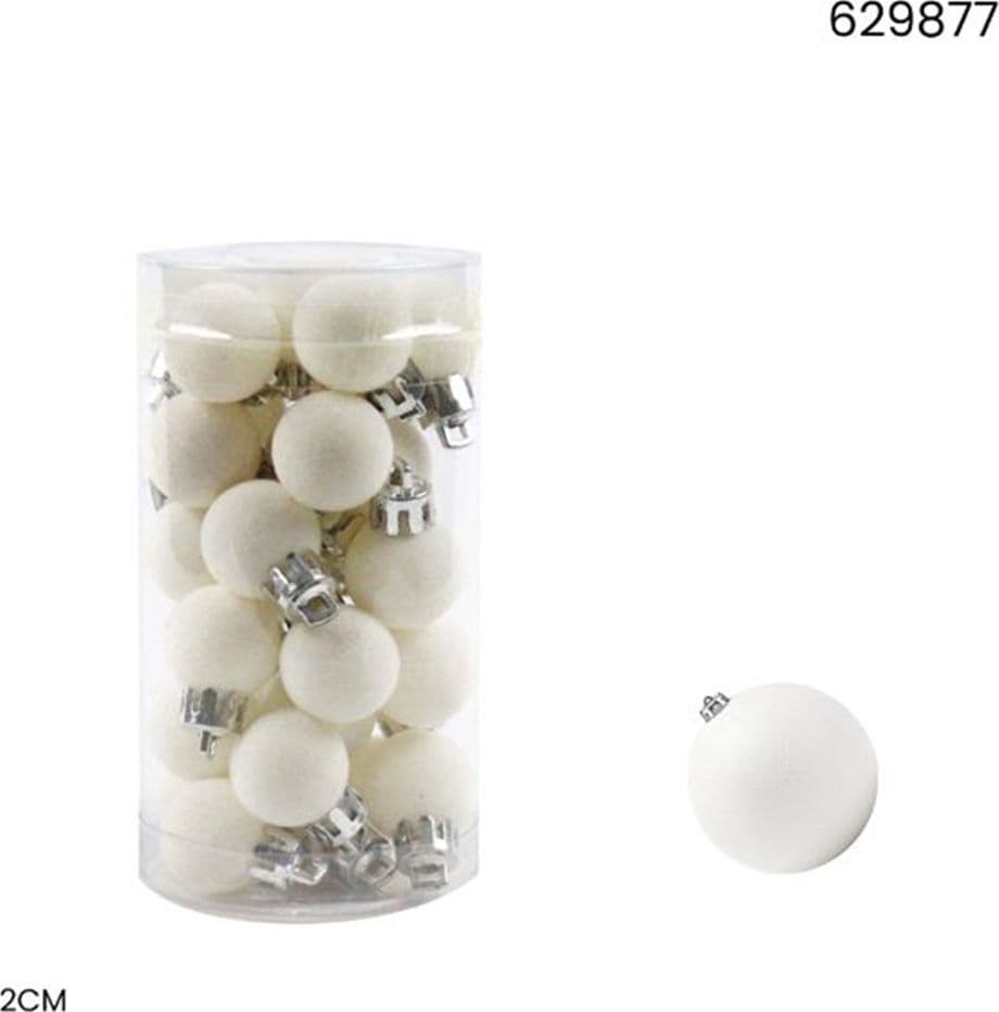 SET PALLINE DI NATALE FLOCCATE 30PZ SFERA 2CM PER ALBERO DECORAZIONI NATALIZIE ORNAMENTO - 5