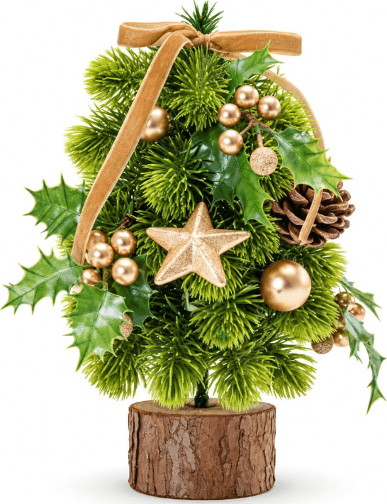 Cartospedia - Albero di Natale Piccolo in PVC da Tavolo, 30x20cm con e Decorazioni (636718) - 6