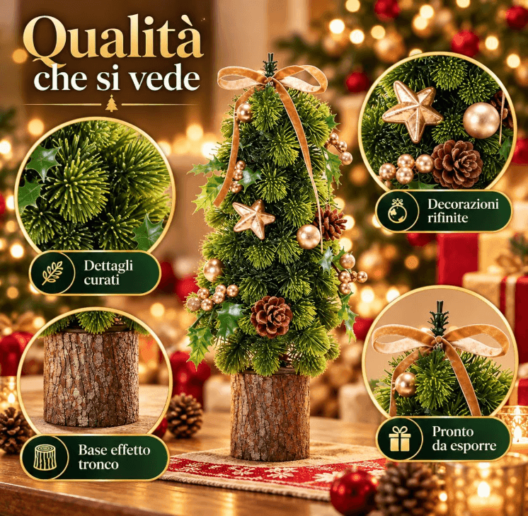 Cartospedia - Albero di Natale Piccolo in PVC da Tavolo con Decorazioni, 20 x 45 cm (636719) - 4