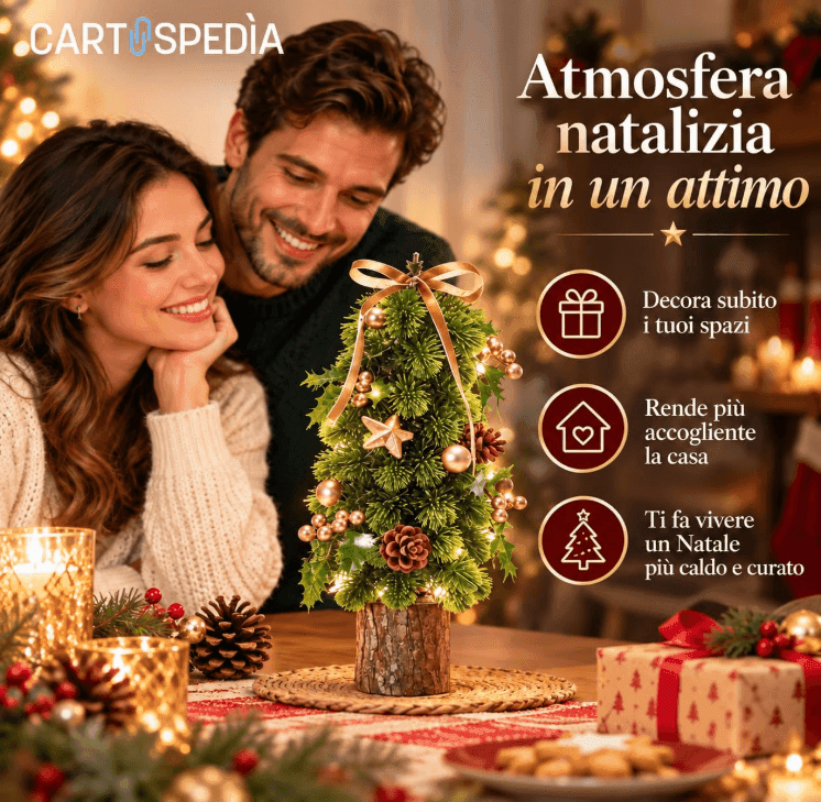Cartospedia - Albero di Natale Piccolo in PVC da Tavolo con Decorazioni, 20 x 45 cm (636719) - 5