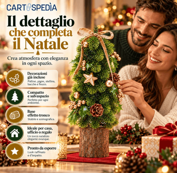 Cartospedia - Albero di Natale Piccolo in PVC da Tavolo con Decorazioni, 20 x 45 cm (636719) - 6