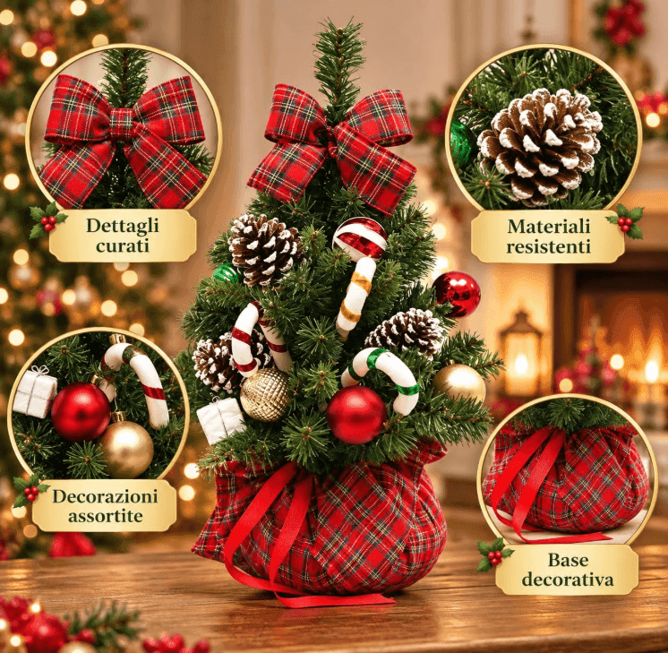 Cartospedia - Albero di Natale Piccolo in PVC da Tavolo con Decorazioni Incluse, 60 cm (CEN88045) - 5