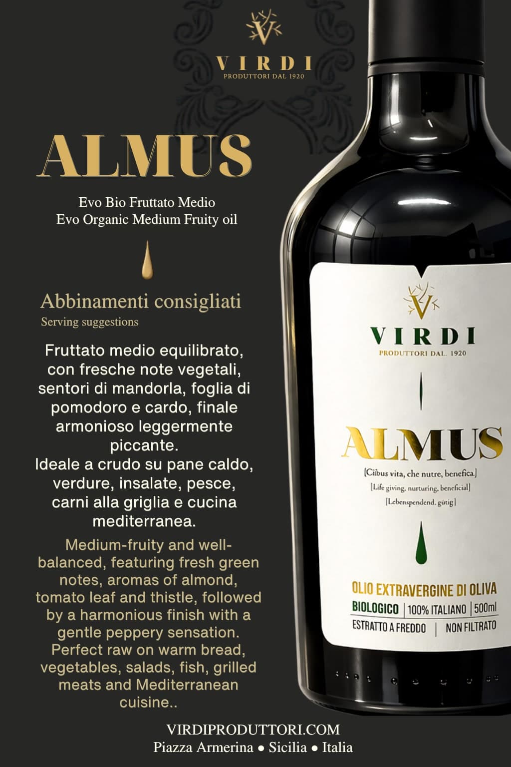 Olio Evo Bio Almus Fruttato Intenso di Sicilia Box da 6 bottiglie da 500ml - 2