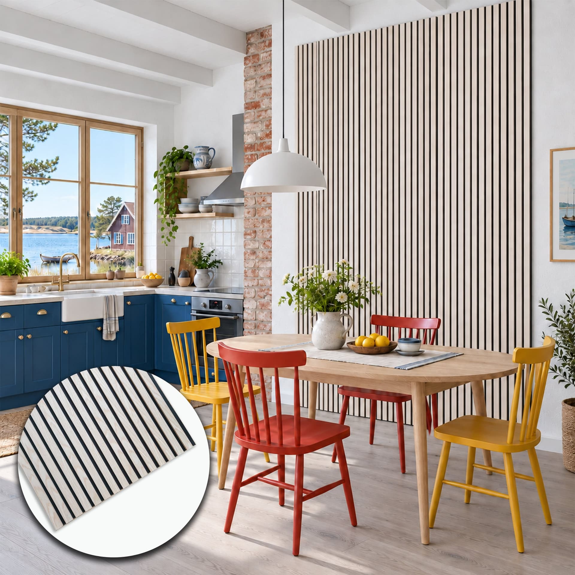 Pannello acustico a lamelli in vero legno di Rovere naturale, fibra di legno e feltro – 12 × 600 × 2900 mm – 1,74 m² - 2