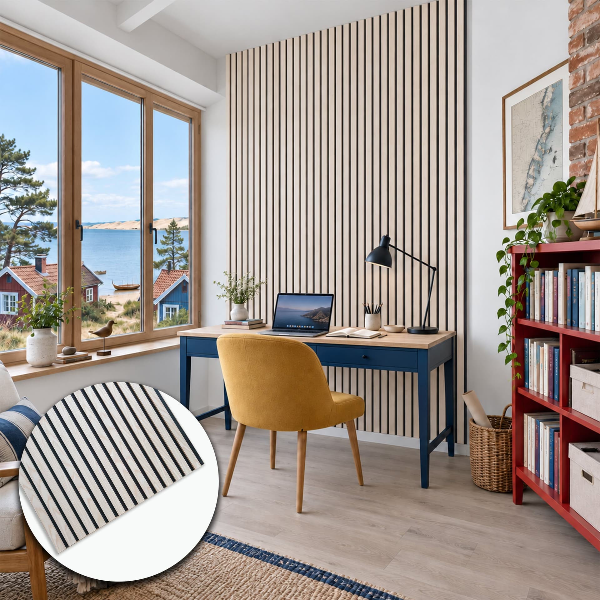 Pannello acustico a lamelli in vero legno di Rovere naturale, fibra di legno e feltro – 12 × 600 × 2900 mm – 1,74 m² - 3