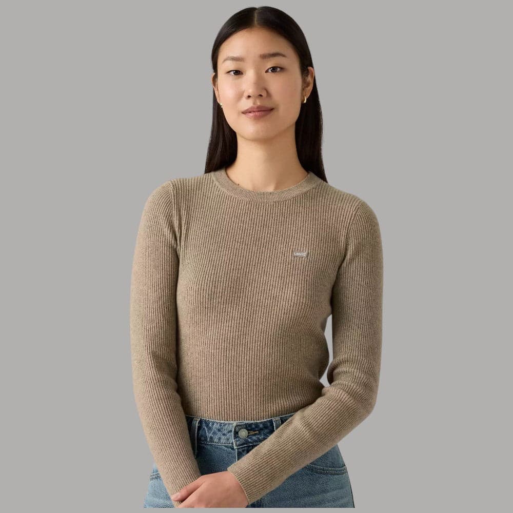 Maglia girocollo Levi's a coste slim Taupe - 5