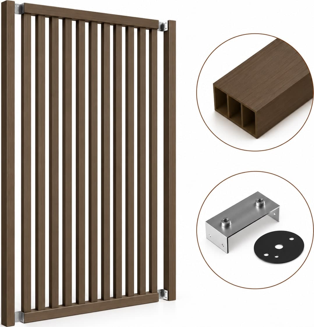 SIPA BOLD Kit completo (13 toghe+2 basi orizzontali+staffe GIREVOLI) Divisorio Frangiluce in PVC Effetto Legno – rifilabile  1255x2900mm - 18