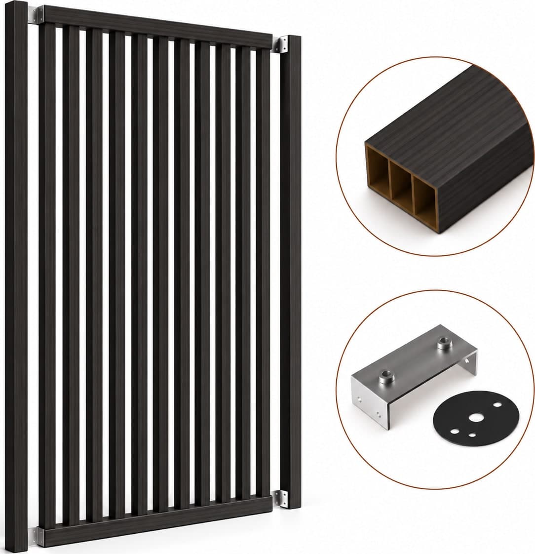 SIPA BOLD Kit completo (13 toghe+2 basi orizzontali+staffe GIREVOLI) Divisorio Frangiluce in PVC Effetto Legno – rifilabile  1255x2900mm - 19