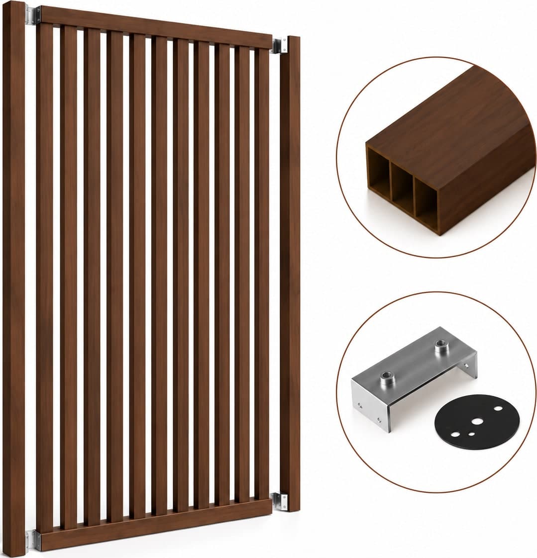 SIPA BOLD Kit completo (13 toghe+2 basi orizzontali+staffe GIREVOLI) Divisorio Frangiluce in PVC Effetto Legno – rifilabile  1255x2900mm - 20