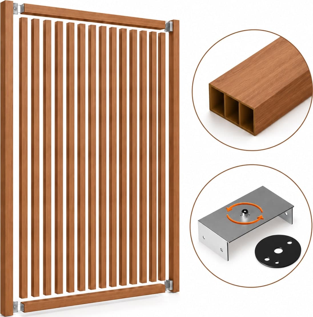 SIPA BOLD Kit completo (16 toghe+2 basi orizzontali+staffe GIREVOLI) Divisorio Frangiluce in PVC Effetto Legno – rifilabile  1600x2900mm - 18