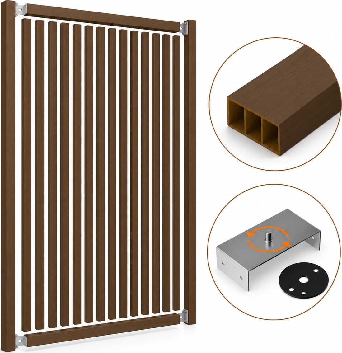 SIPA BOLD Kit completo (16 toghe+2 basi orizzontali+staffe GIREVOLI) Divisorio Frangiluce in PVC Effetto Legno – rifilabile  1600x2900mm - 19