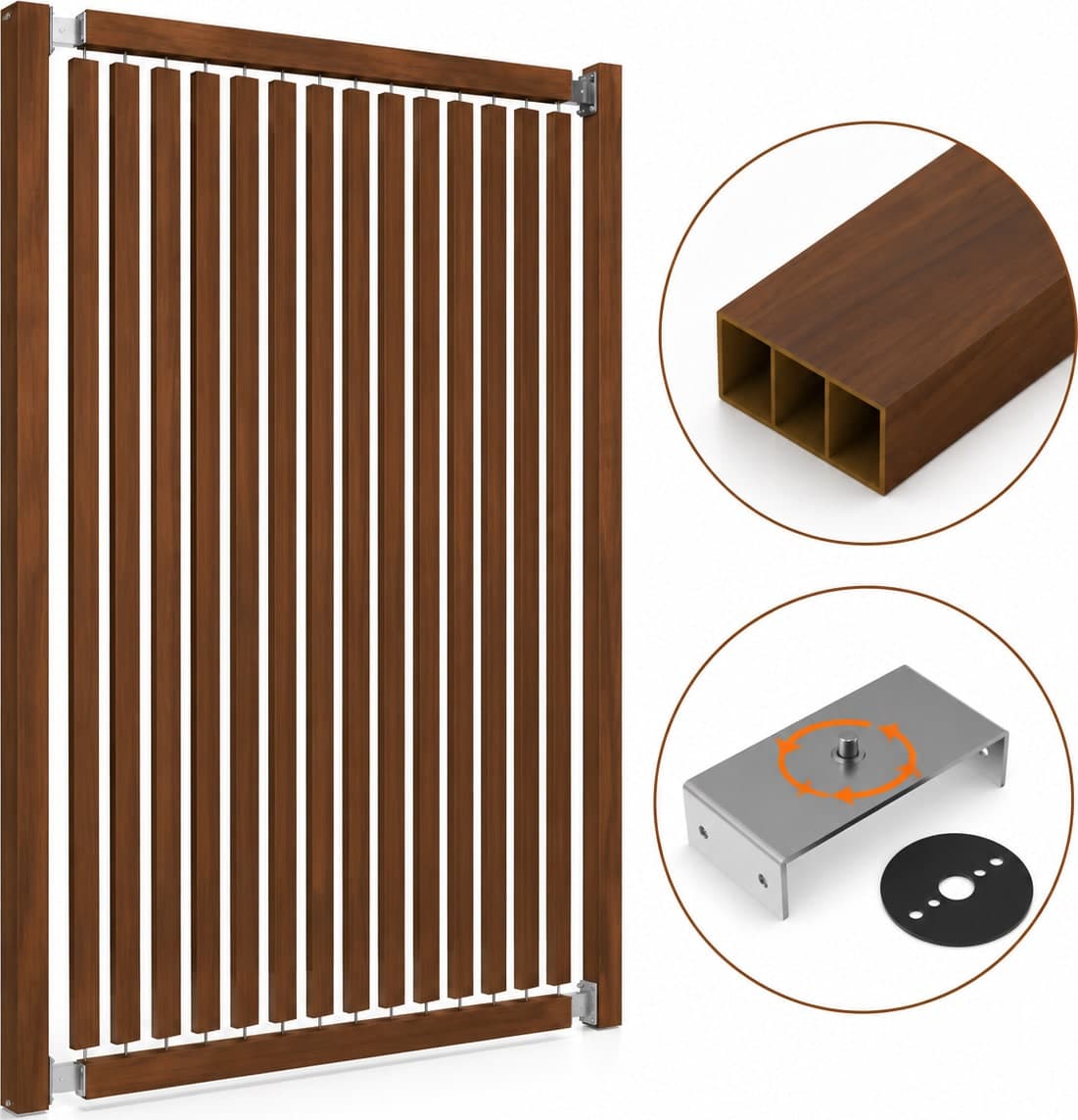 SIPA BOLD Kit completo (16 toghe+2 basi orizzontali+staffe GIREVOLI) Divisorio Frangiluce in PVC Effetto Legno – rifilabile  1600x2900mm - 20