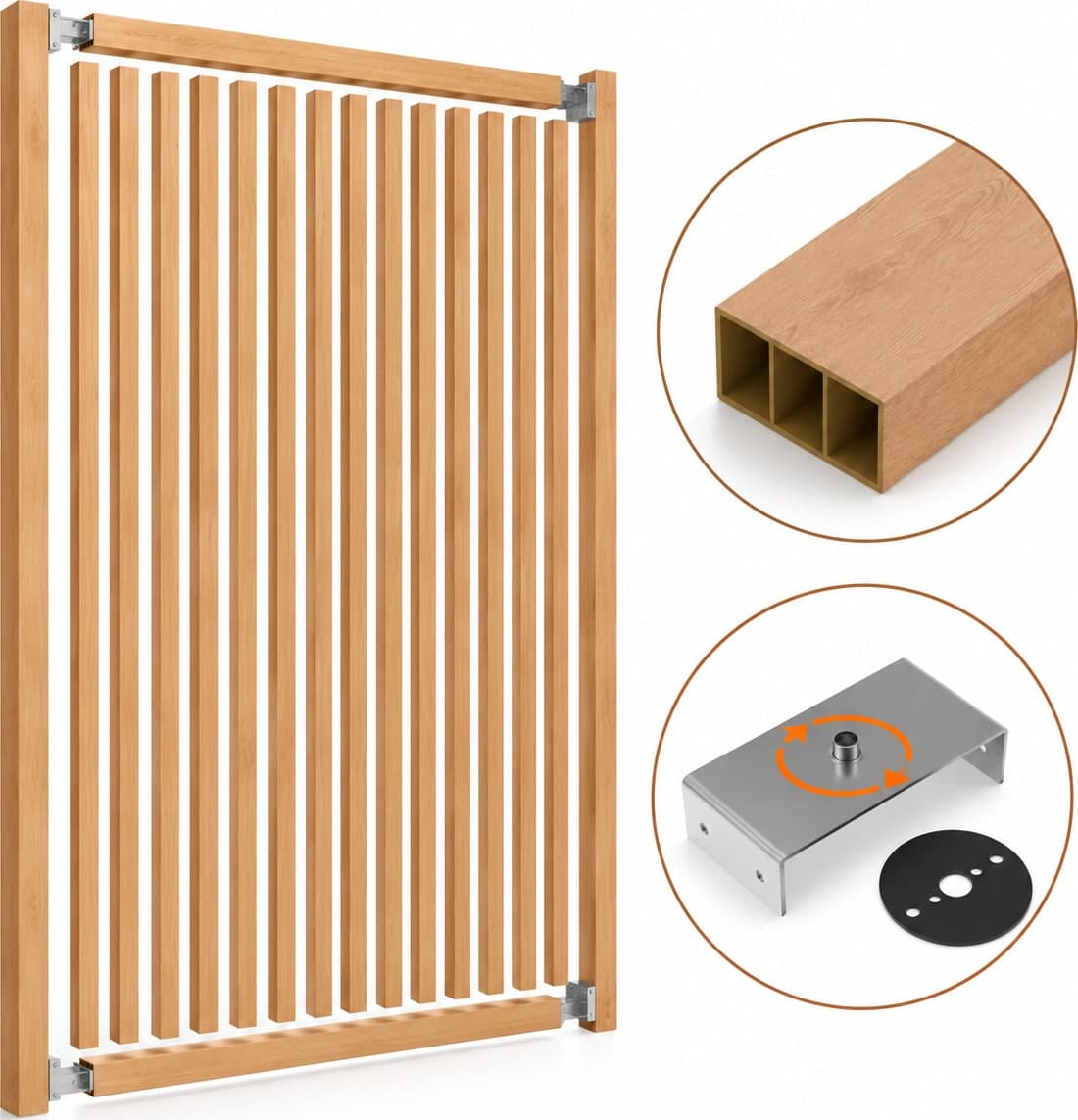 SIPA BOLD Kit completo (16 toghe+2 basi orizzontali+staffe GIREVOLI) Divisorio Frangiluce in PVC Effetto Legno – rifilabile  1600x2900mm - 21