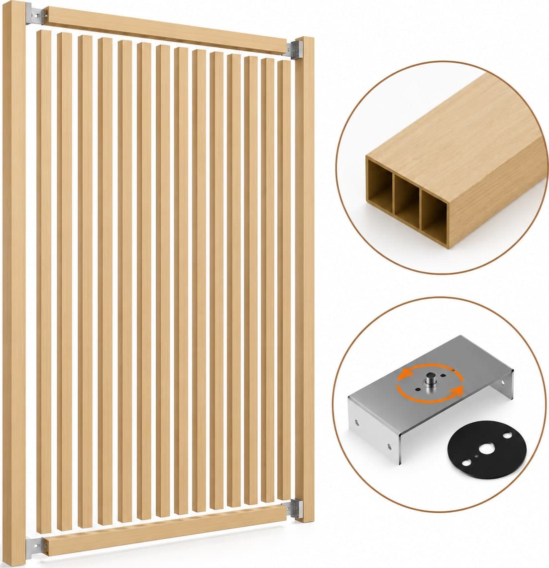 SIPA BOLD Kit completo (16 toghe+2 basi orizzontali+staffe GIREVOLI) Divisorio Frangiluce in PVC Effetto Legno – rifilabile  1600x2900mm - 22
