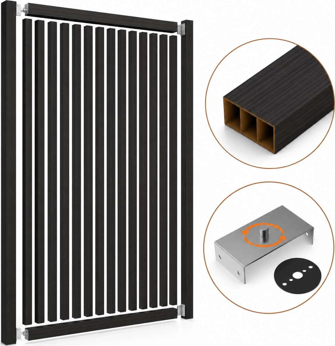 SIPA BOLD Kit completo (16 toghe+2 basi orizzontali+staffe GIREVOLI) Divisorio Frangiluce in PVC Effetto Legno – rifilabile  1600x2900mm - 23