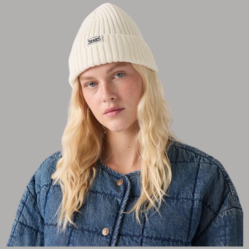 Berretto Levi's Sunset in cotone a coste bianco - 4