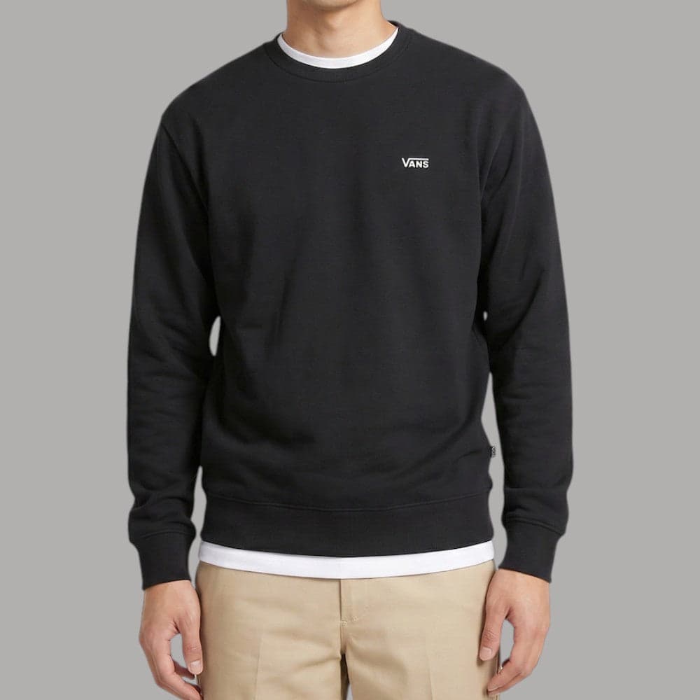 Felpa girocollo Vans Left Chest con logo ricamato nera - 2