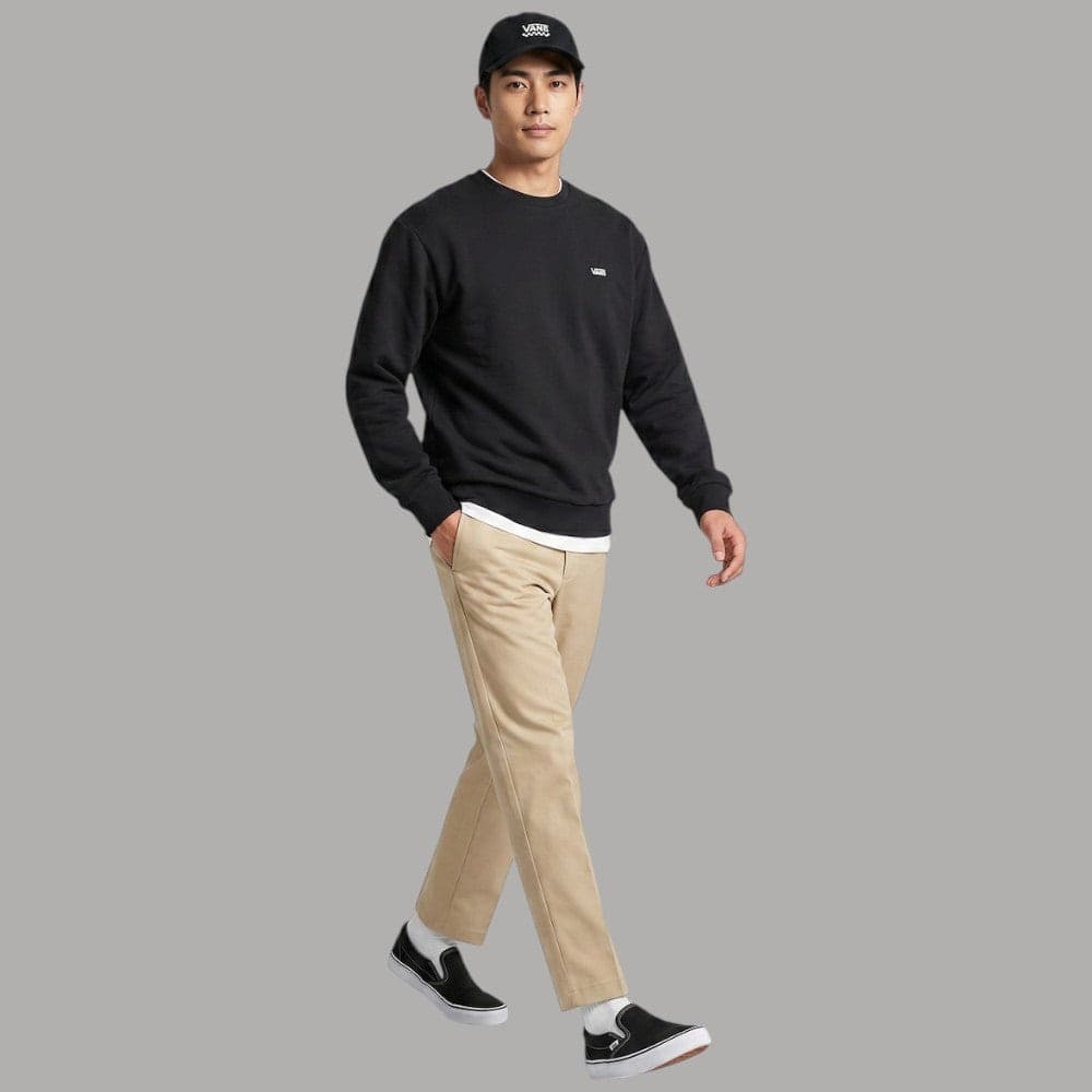 Felpa girocollo Vans Left Chest con logo ricamato nera - 5