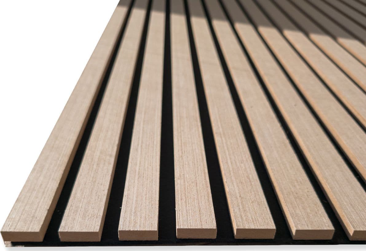 Pannello acustico a lamelli in vero legno di Rovere bronzato, fibra di legno e feltro – 12 × 600 × 2900 mm – 1,74 m² - 6