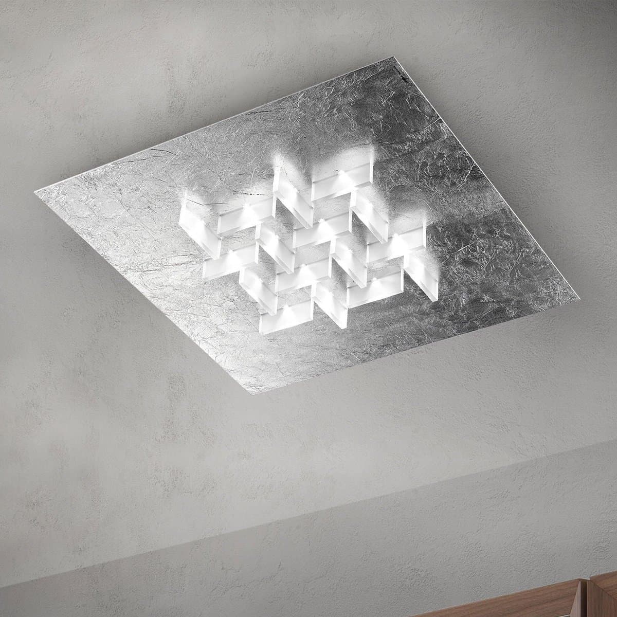 Plafoniera classica  Fratelli Braga CRISTALLI 2051 PL60 S 13 LED metallo foglia argento metacrilato satinato - 3